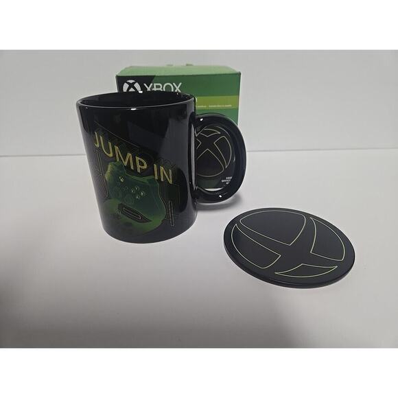 Xbox Official Gear Mug and Metal Coaster Green Black Coffee Cup Set NEW! - Picture 5 of 11